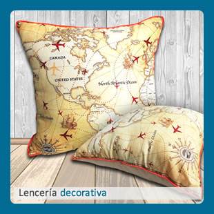 Artículos decorativos en lencería con temática de Aviación, cojines, almohadas de aviones